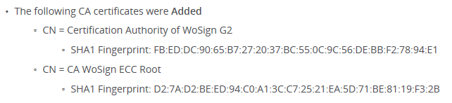 WoSign new root certificate